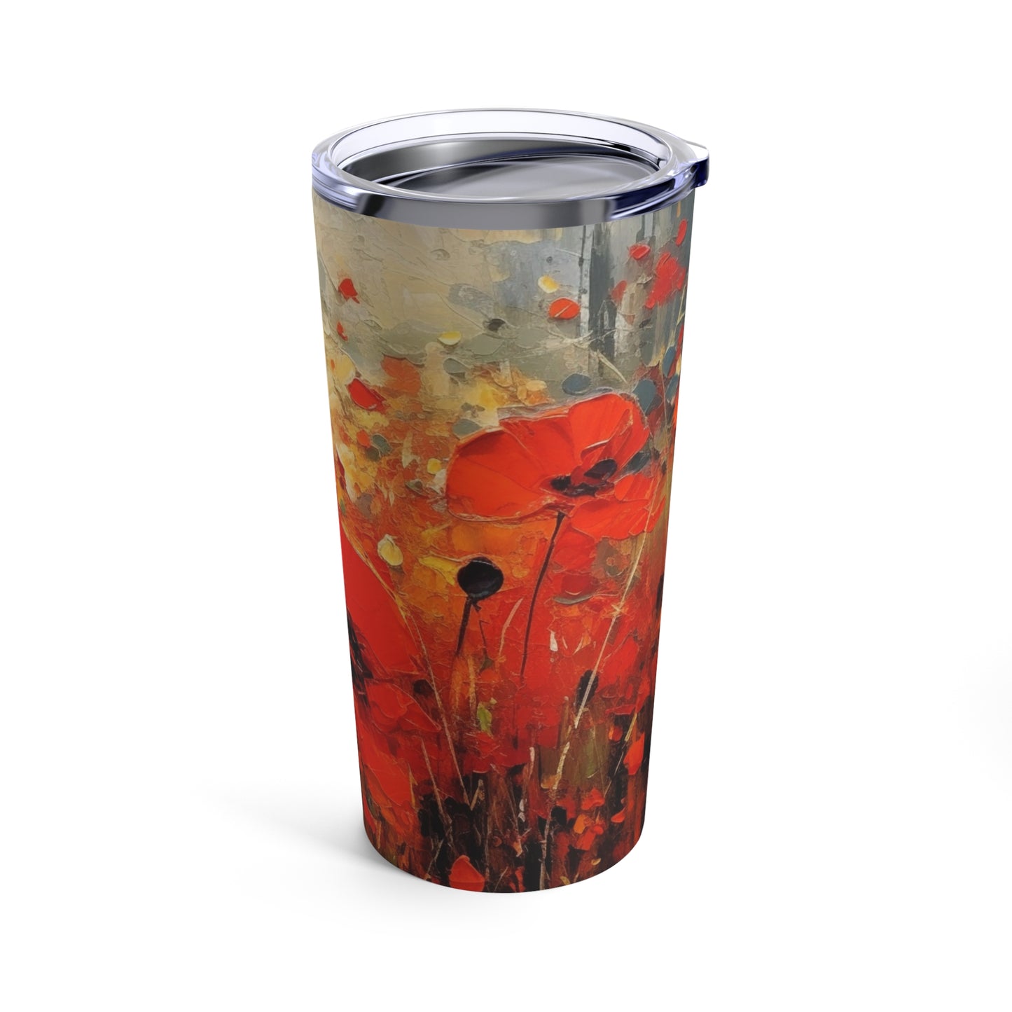 Whimsical Poppy Art on Tumbler: A Burst of Joy with Every Sip