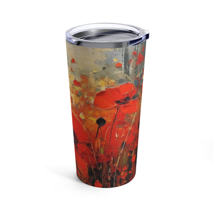 Whimsical Poppy Art on Tumbler: A Burst of Joy with Every Sip