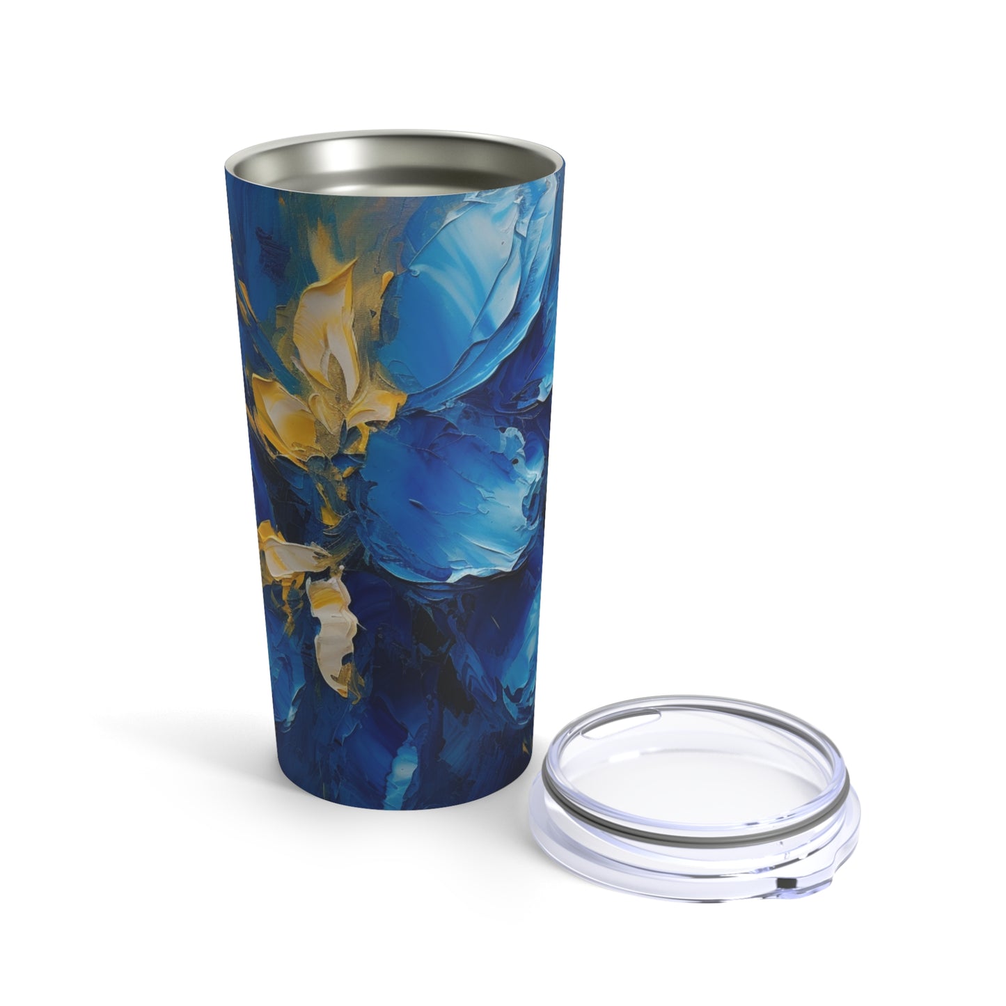 Abstract Wallpaper Tumbler: Immersive Floral Beauty with Blue Orchid Motif