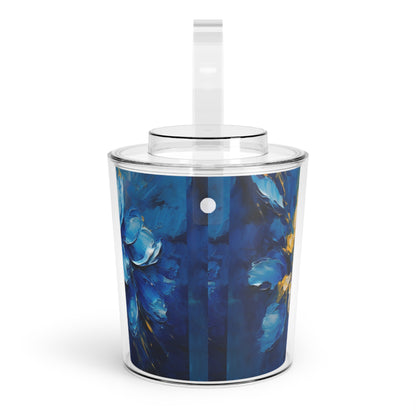 Abstract Wallpaper Ice Bucket with Tongs: Immersive Floral Beauty with Blue Orchid Motif