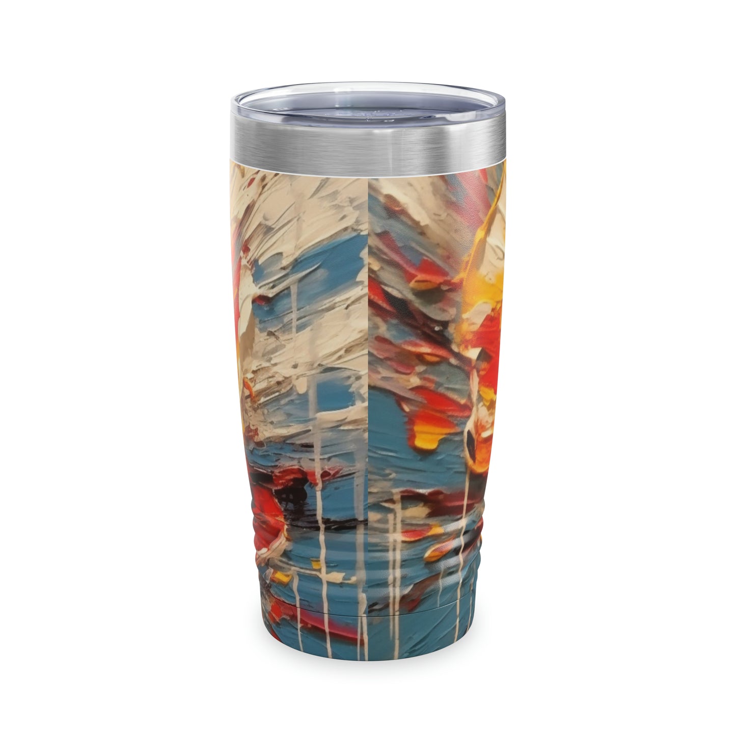 Poppy Symphony: Tumbler with Abstract Floral Artwork