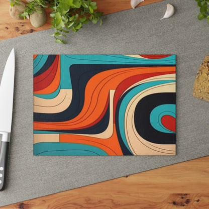 Midcentury Abstractions: Abstract-Inspired Glass Cutting Board for Atomic Age Design