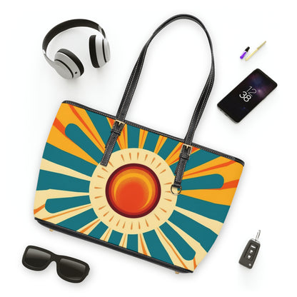 Atomic Age Sunshine: Midcentury Modern Sun PU Leather Shoulder Bag