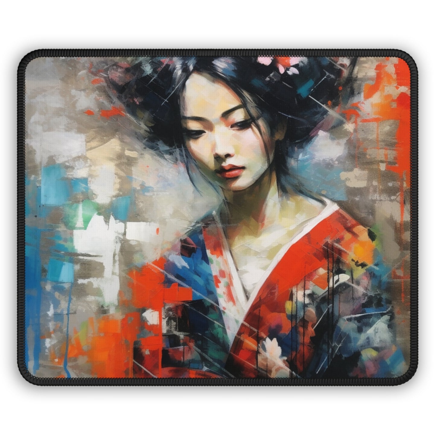 Gaming Mouse Pad with Geisha Art: Sip in Style with Japanese Artistic Flair