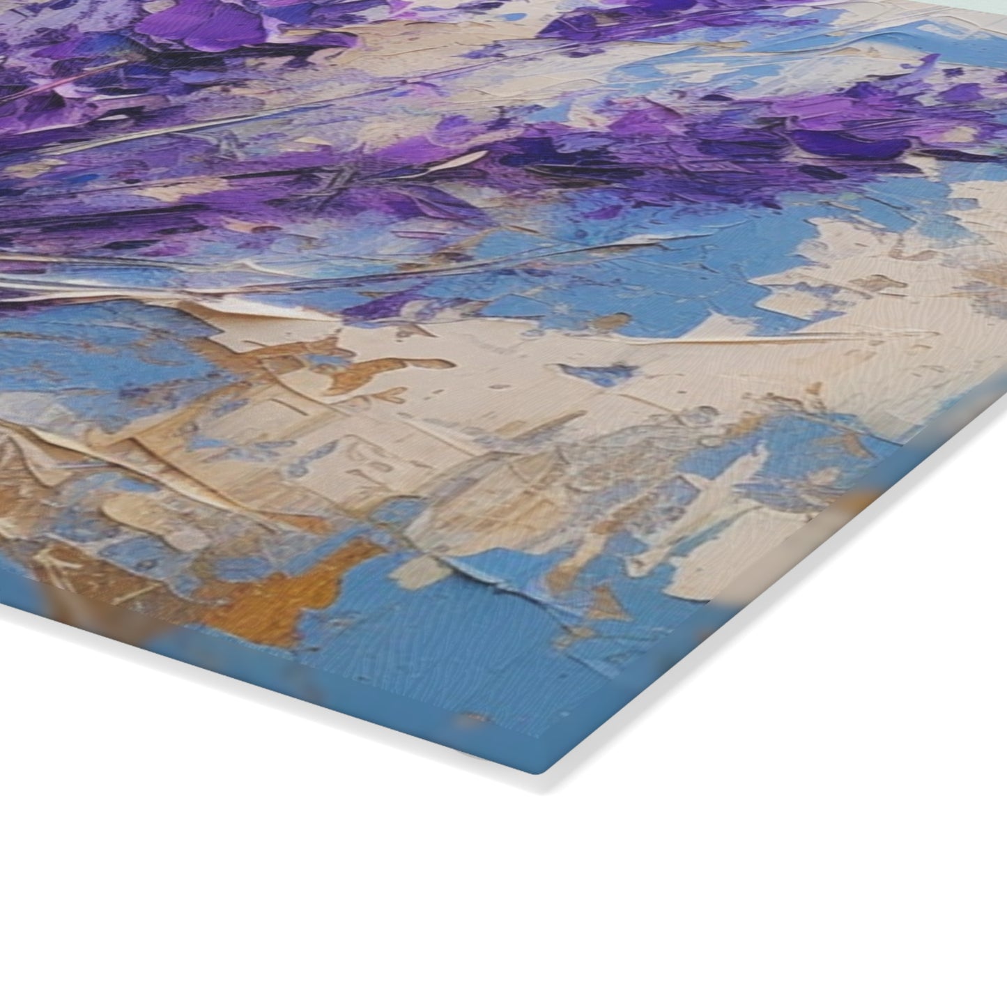 Vibrant Lavender Art on Glass Cutting Board : A Floral Delight for Your Senses