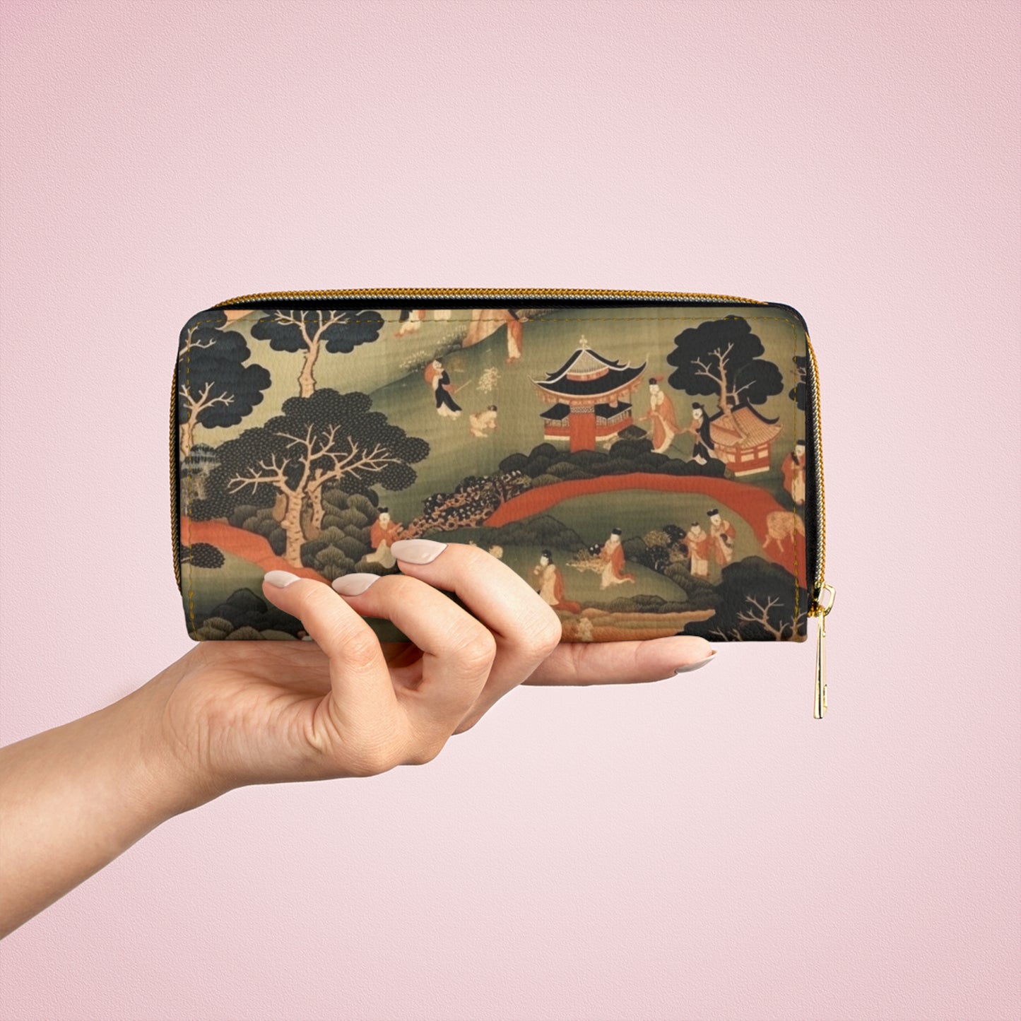 Tapestry Treasures: Japanese-inspired Zipper Wallet for Art Lovers