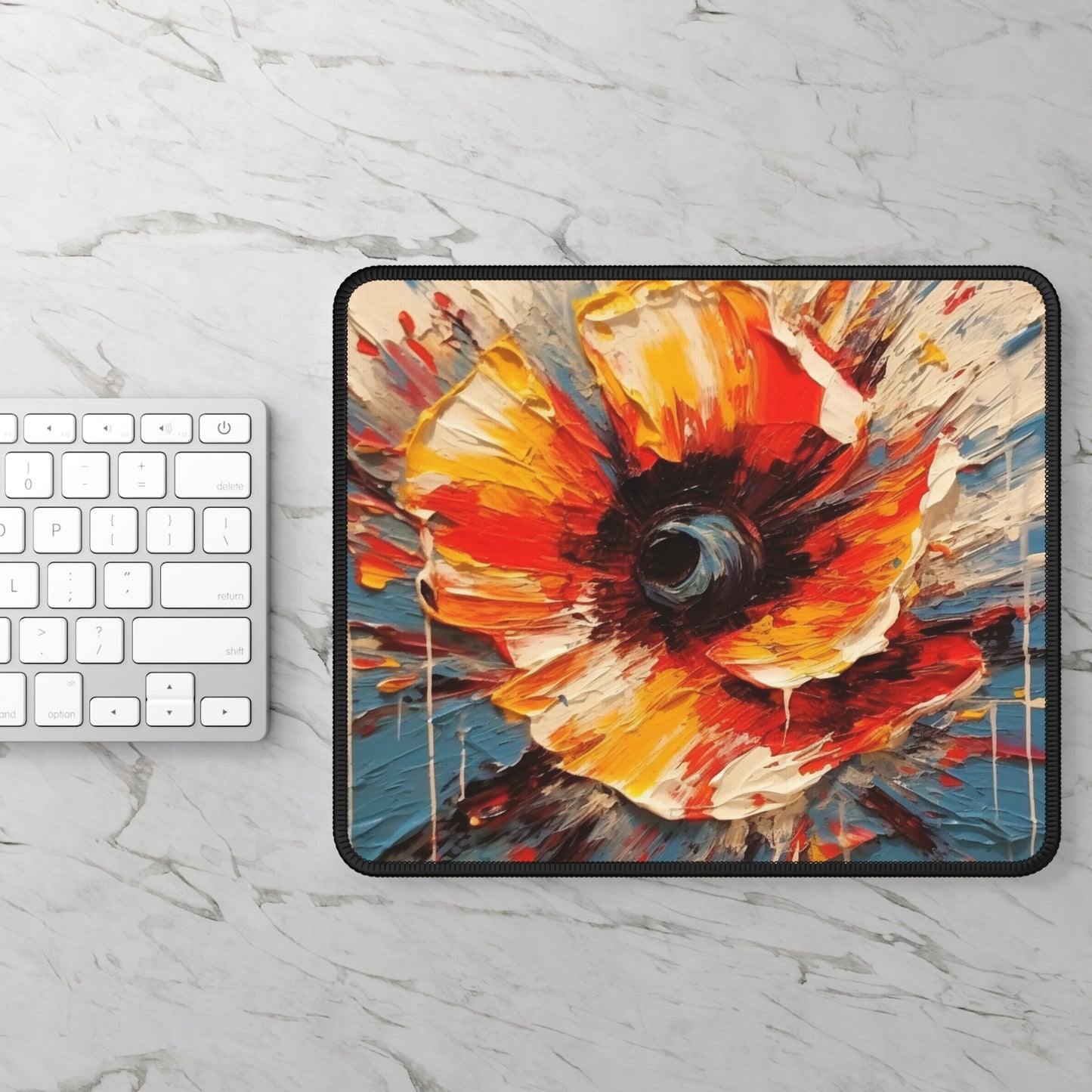 Poppy Symphony: Gaming Mouse Pad with Abstract Floral Artwork