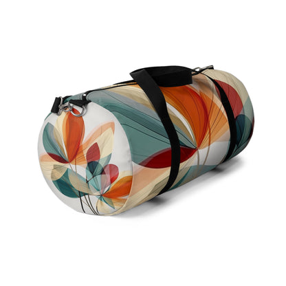 Floral Blossom: Atomic Age Duffel Bag with Midcentury Modern Design and Flower Drawings