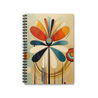 Flower Sketches: Abstract Art Spiral Notebook with Midcentury Modern Design and Flower Drawings