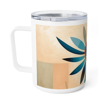 Midcentury Elegance: Vintage Fashion-Inspired Flower Drawings on Insulated Coffee Mug