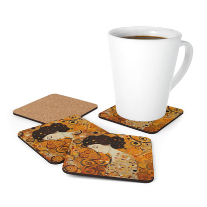 Gustav Klimt Inspired Corkwood Coaster Set: A Tribute to the Iconic Art of the Vienna Secession