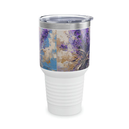 Floral Delight: Ringneck Tumbler with Vibrant Lavender Artistry