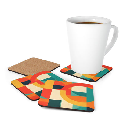 Geometric Fusion: Corkwood Coaster Set Embracing Midcentury Modern Vibes