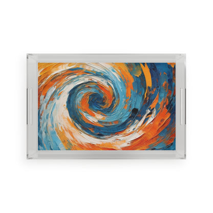 Artistic Abstractions: Midcentury Modern Acrylic Serving Tray for Modern Decor Enthusiasts