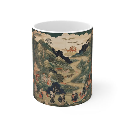 Ceramic Mug: Japanese Tapestry Delight - Experience the Essence of Traditional Japanese Art in Your Hands