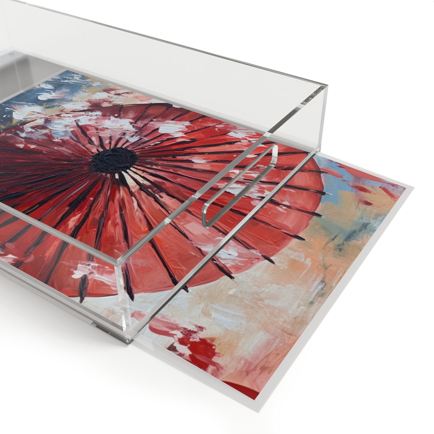 Abstract Japanese Umbrella Painting Acrylic Serving Tray: Unleashing Artistic Beauty