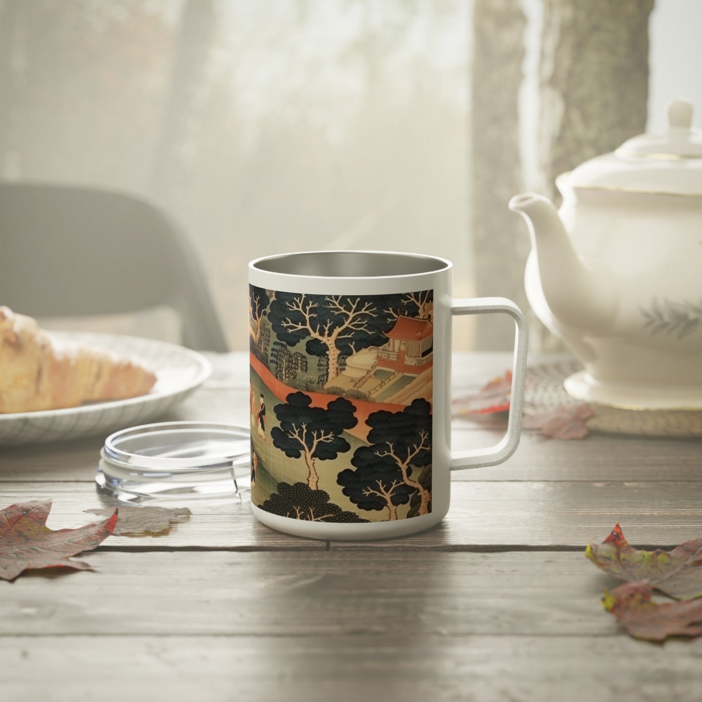 Immerse in Japanese Art: Japanese Tapestry Insulated Coffee Mug