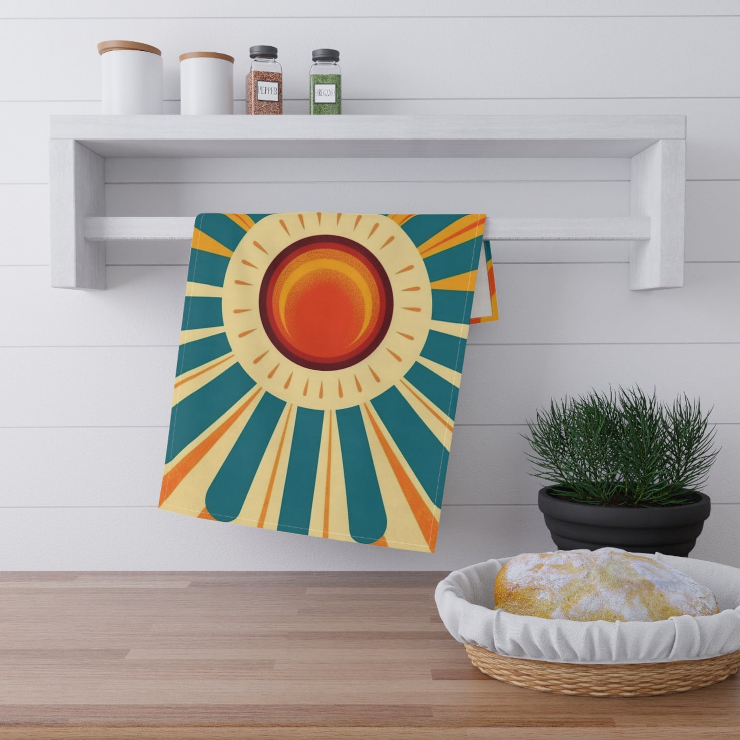 Atomic Age Sunshine: Midcentury Modern Sun Kitchen Towel