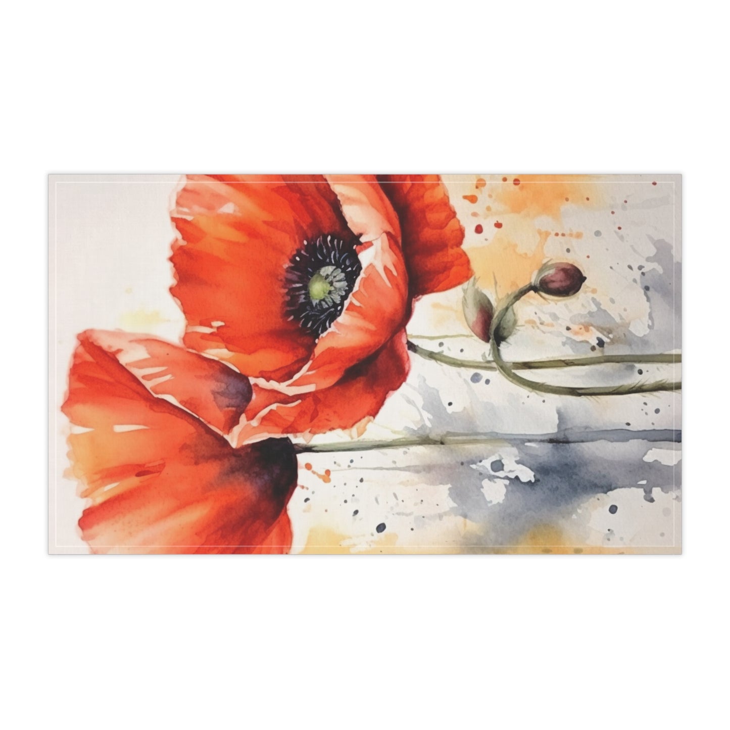 Whimsical Poppy Flower Watercolor Kitchen Towel: An Artistic Delight