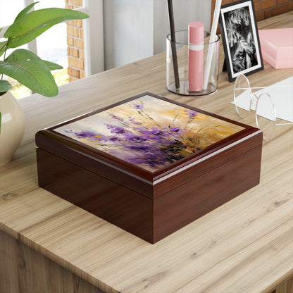 Expressive Lavender Drawing on Jewelry Box: A Symphony of Colors and Petals