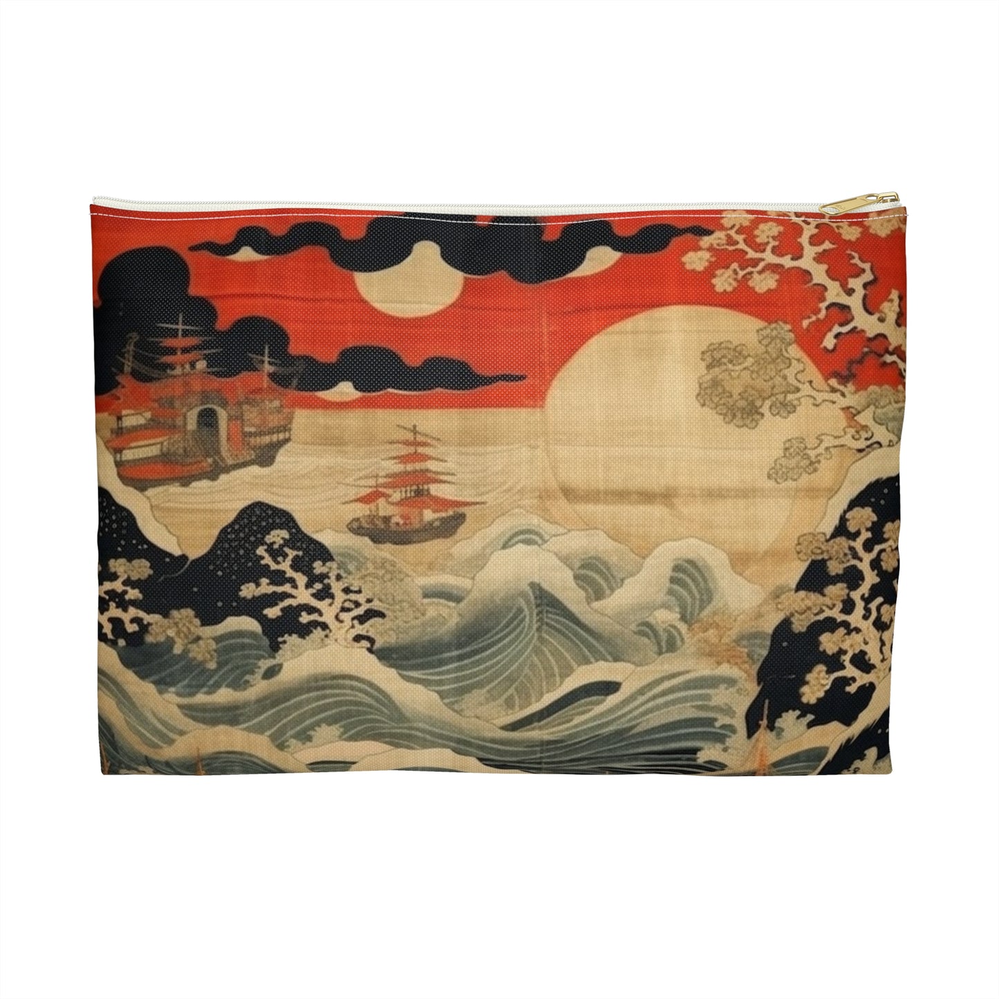 Artistic Fusion - Where Japanese Tapestry Meets the Perfect Accessory Pouch