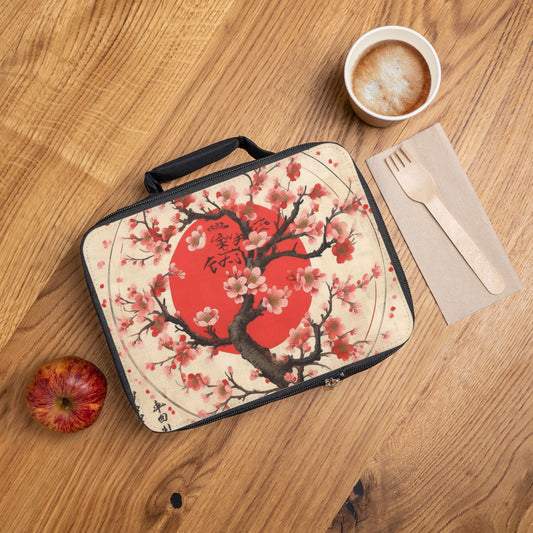 Nature's Brushstrokes: Lunch Bag Featuring Captivating Cherry Blossom Drawings