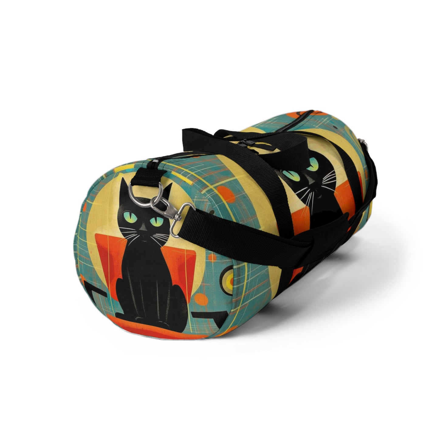 Abstract Cat Expressions: Modern Art-Inspired Midcentury Modern Duffel bag with Timeless Atomic Age Design