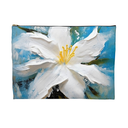 Ethereal Elegance: Accessory Pouch featuring an Abstract Oil Painting of Jasmine