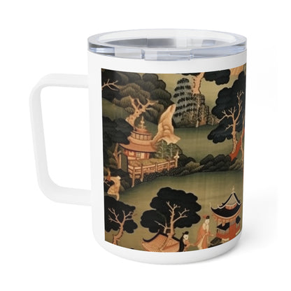 Immerse in Japanese Art: Japanese Tapestry Insulated Coffee Mug