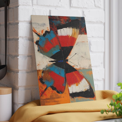 Bauhaus-Inspired Butterfly Symphony: Glass Cutting Board with Vibrant Colors and Intricate Details