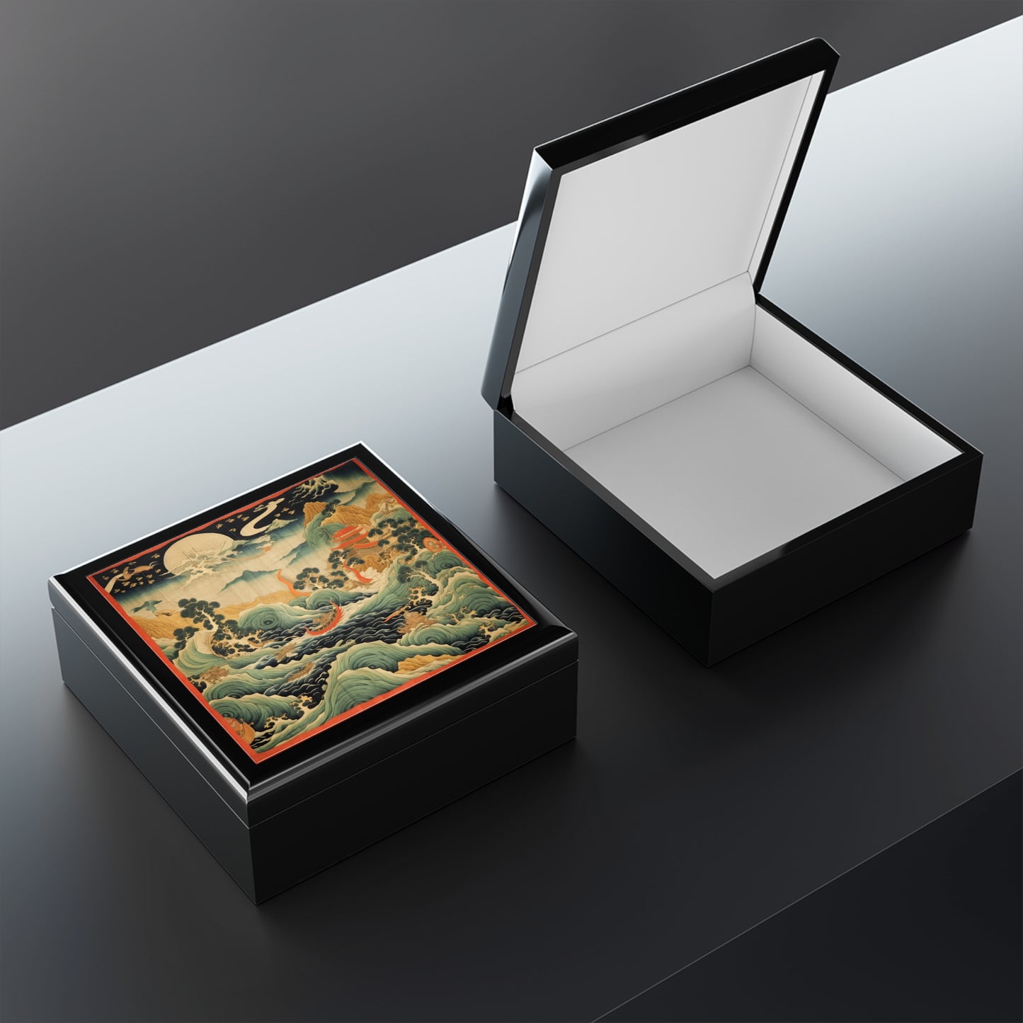 Harmony of the Elements: Japanese Tapestry-Inspired Jewelry Box