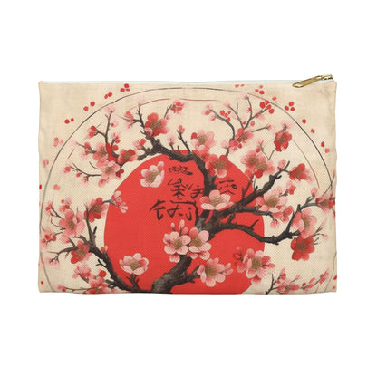 Nature's Brushstrokes: Accessory Pouch Featuring Captivating Cherry Blossom Drawings