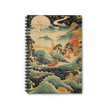 Harmony of the Elements: Japanese Tapestry-Inspired Spiral Notebook Ruled