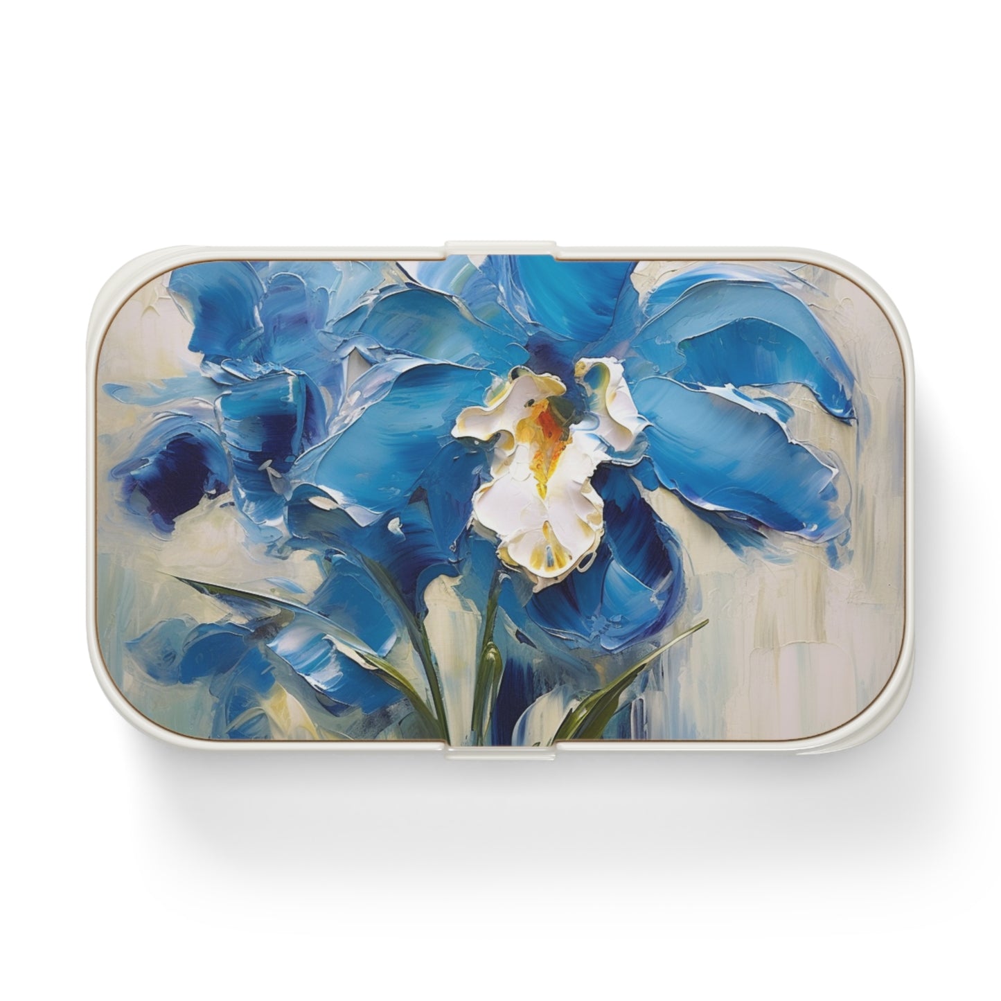 Blue Orchid Abstract Painting Bento Box: A Floral Fusion of Art and Elegance