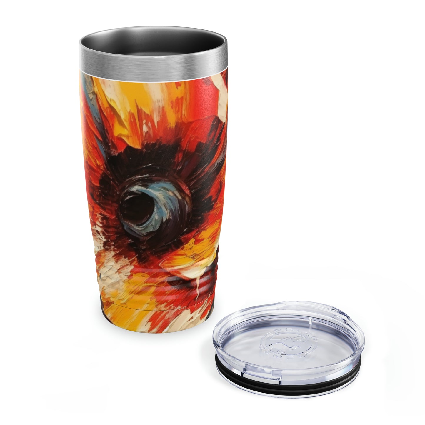 Poppy Symphony: Tumbler with Abstract Floral Artwork