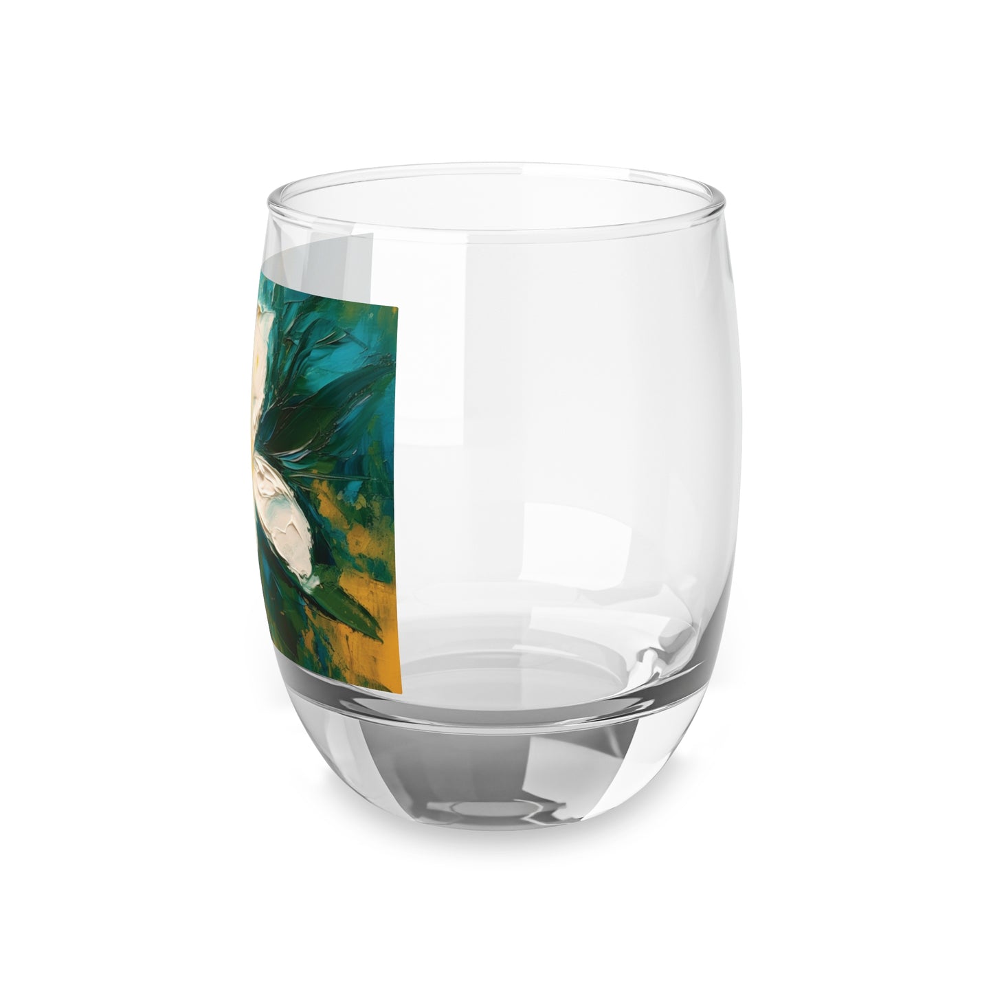 Floral Symphony: Whiskey Glass featuring an Abstract Oil Painting of Jasmine