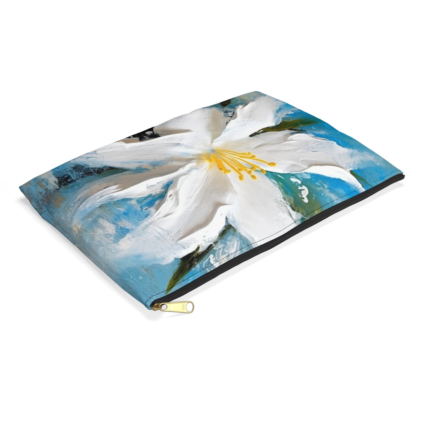 Ethereal Elegance: Accessory Pouch featuring an Abstract Oil Painting of Jasmine