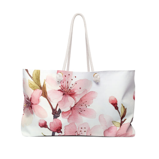 Watercolor Cherry Blossom Weekender Bag