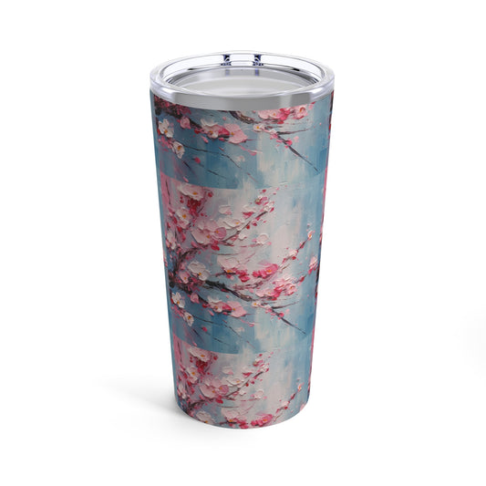 Cherry Blossom Abstract Painting Tumbler: A Delicate Blend of Nature and Art