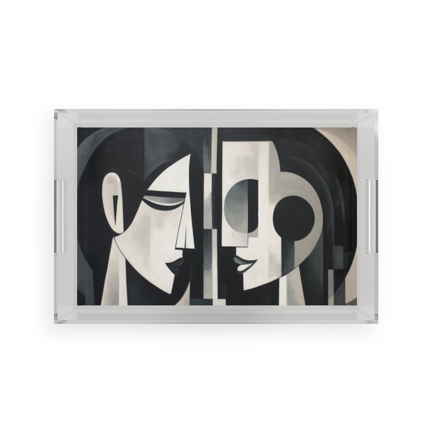 Cubist Woman Brush Strokes Acrylic Serving Tray: Embrace the Abstract Fusion