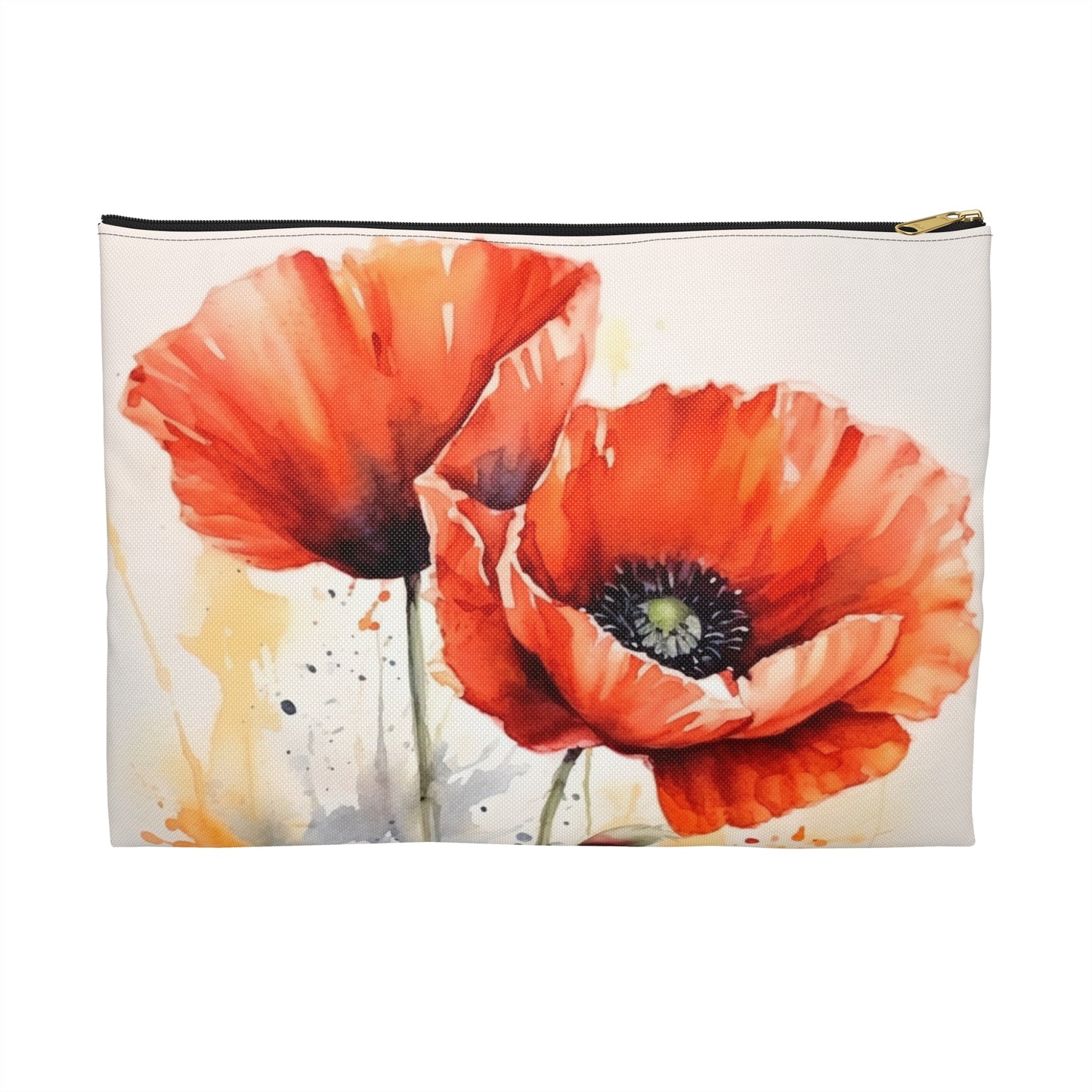 Whimsical Poppy Flower Watercolor Accessory Pouch: An Artistic Delight