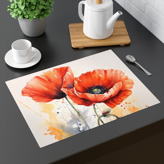 Whimsical Poppy Flower Watercolor Placemat: An Artistic Delight