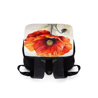 Stunning Poppy Flower Watercolor Unisex Casual Shoulder Backpack: A Blossoming Experience