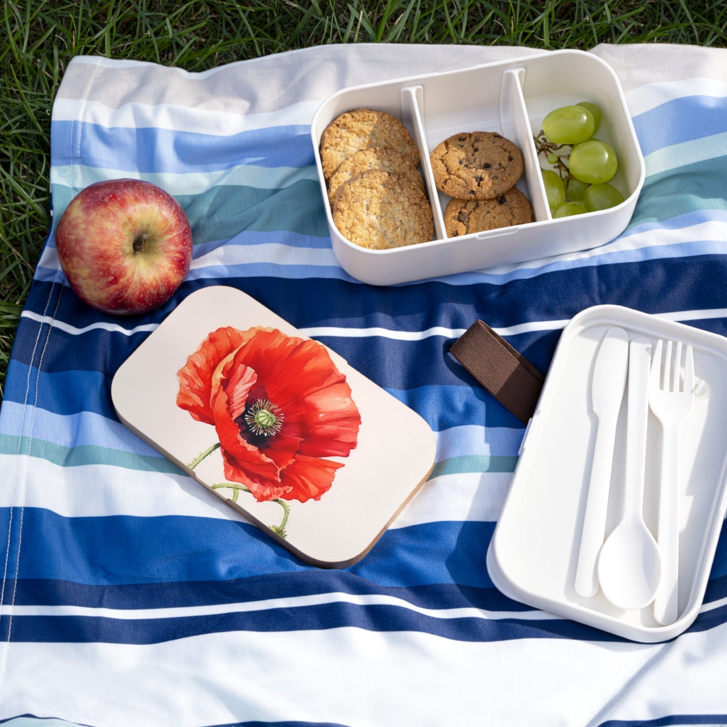 Vibrant Watercolor Poppy Bento Box: Beauty of Nature