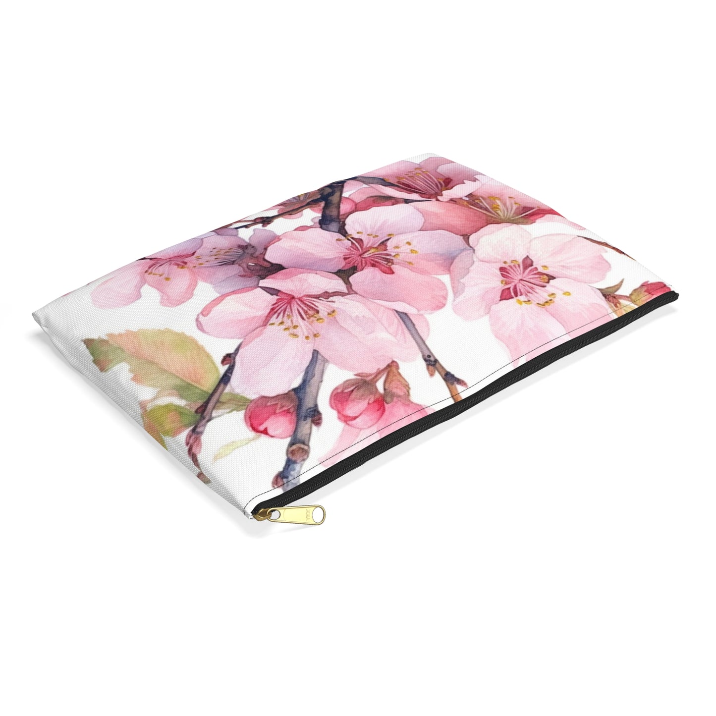 Whimsical Delight: Watercolor Cherry Blossom Tree Accessory Pouch