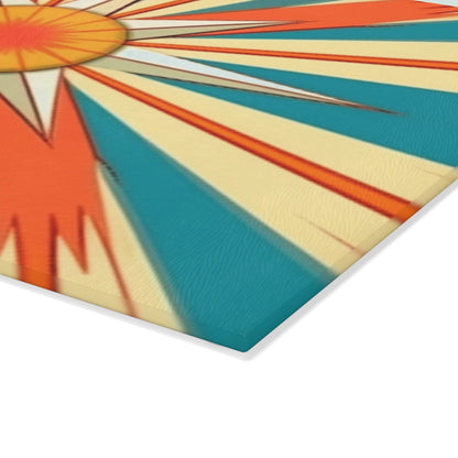 Midcentury Modern Chic: Starburst Glass Cutting Board with Abstract Art Influences