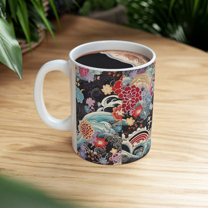 Ceramic Mug: Silk Kimono Serenity - Discover Tranquility and Beauty in Your Coffee Break