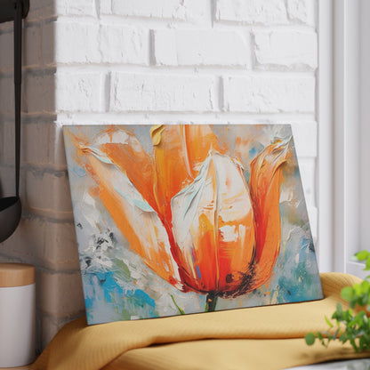 Glass Cutting Board with Vibrant Orange Tulip: Embrace the Beauty of Nature