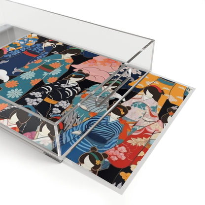 Kimono Dreams Acrylic Serving Tray: Experience Japanese Elegance