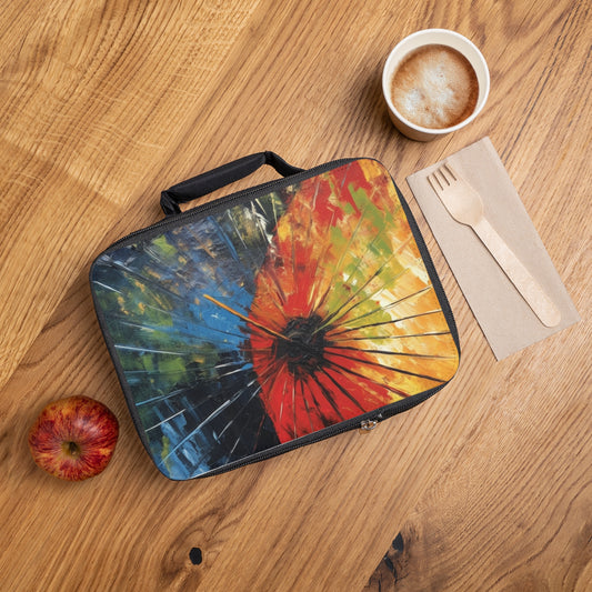 Lunch Bag with Striking Umbrella Painting: Carry an Abstract Masterpiece